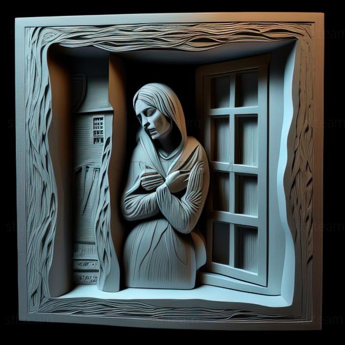 3D модель Женщина в доме через дорогу от девушки (STL)